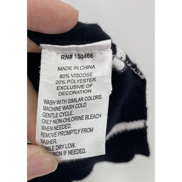 Market & Spruce Women's Aubree Elbow Patch Sweater Navy Striped Size 1x - Picture 9 of 11